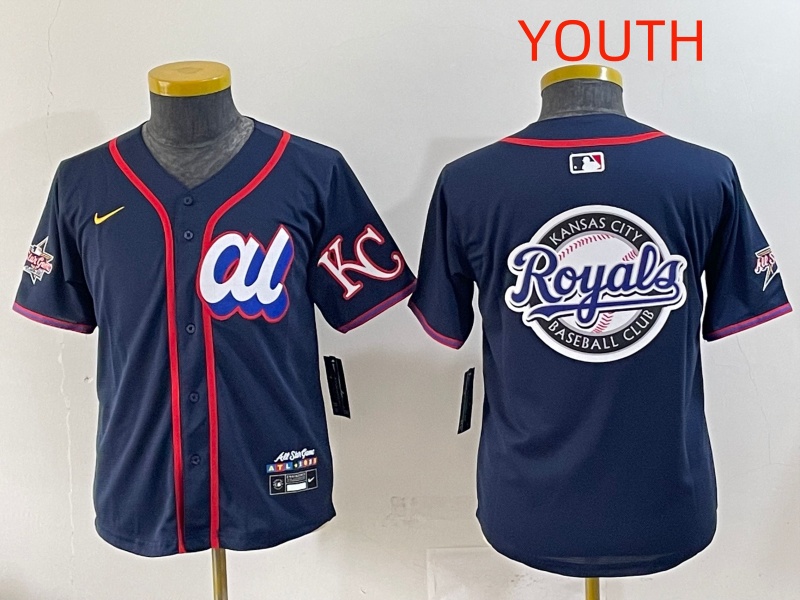 Youth 2025 Kansas City Royals Blank Drak Blue All star Blank Blue Nike MLB Jersey style 4